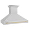 Autograph Edition 48 In. Satin Stainless Steel Wall Mount Range Hood With Polished Gold Handle
