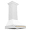 Autograph Edition 30 In. Satin Stainless Steel Wall Mount Range Hood With White Matte Shell And Polished Gold Handle