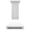 Autograph Edition 30 In. Satin Stainless Steel Wall Mount Range Hood With White Matte Shell And Matte Black Handle