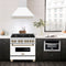 Autograph Edition 36 In. Satin Stainless Steel Wall Mount Range Hood With White Matte Shell And Champagne Bronze Handle