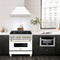Autograph Edition 36 In. Satin Stainless Steel Wall Mount Range Hood With White Matte Shell And Polished Gold Handle