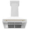 Autograph Edition 36 In. Satin Stainless Steel Wall Mount Range Hood With White Matte Shell And Polished Gold Handle