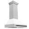 Autograph Edition 36 In. Satin Stainless Steel Wall Mount Range Hood With White Matte Shell And Matte Black Handle