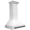 Autograph Edition 36 In. Satin Stainless Steel Wall Mount Range Hood With White Matte Shell And Matte Black Handle