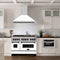 Autograph Edition 48 In. Satin Stainless Steel Wall Mount Range Hood With White Matte Shell And Matte Black Handle
