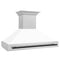 Autograph Edition 48 In. Satin Stainless Steel Wall Mount Range Hood With White Matte Shell And Matte Black Handle