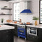 30 In. Stainless Steel Range Hood With Blue Gloss Shell And Stainless Steel Handle