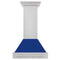 30 In. Stainless Steel Range Hood With Blue Gloss Shell And Stainless Steel Handle