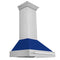 36 In. Stainless Steel Range Hood With Blue Gloss Shell And Stainless Steel Handle