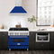 36 In. Stainless Steel Range Hood With Blue Gloss Shell And Stainless Steel Handle