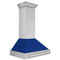 36 In. Stainless Steel Range Hood With Blue Gloss Shell And Stainless Steel Handle
