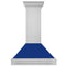 36 In. Stainless Steel Range Hood With Blue Gloss Shell And Stainless Steel Handle