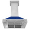 36 In. Stainless Steel Range Hood With Blue Gloss Shell And Stainless Steel Handle