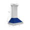 36 In. Stainless Steel Range Hood With Blue Gloss Shell And Stainless Steel Handle