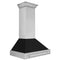 36 In. Stainless Steel Range Hood With Black Matte Shell And Stainless Steel Handle