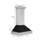 36 In. Stainless Steel Range Hood With Black Matte Shell And Stainless Steel Handle