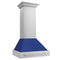 30 In. Stainless Steel Range Hood With Blue Matte Shell And Stainless Steel Handle