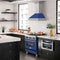 30 In. Stainless Steel Range Hood With Blue Matte Shell And Stainless Steel Handle