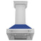 30 In. Stainless Steel Range Hood With Blue Matte Shell And Stainless Steel Handle