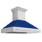 48 In. Stainless Steel Range Hood With Blue Matte Shell And Stainless Steel Handle