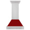 30 In. Stainless Steel Range Hood With Red Gloss Shell And Stainless Steel Handle