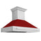 48 In. Stainless Steel Range Hood With Red Gloss Shell And Stainless Steel Handle