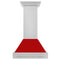 30 In. Stainless Steel Range Hood With Red Matte Shell And Stainless Steel Handle