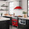 30 In. Stainless Steel Range Hood With Red Matte Shell And Stainless Steel Handle