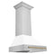 Autograph Edition 30 In. Stainless Steel Range Hood With White Matte Shell And Champagne Bronze Handle