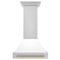 Autograph Edition 30 In. Stainless Steel Range Hood With White Matte Shell And Champagne Bronze Handle