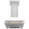 Autograph Edition 30 In. Stainless Steel Range Hood With White Matte Shell And Champagne Bronze Handle