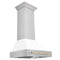 Autograph Edition 30 In. Stainless Steel Range Hood With White Matte Shell And Polished Gold Handle