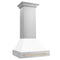 Autograph Edition 30 In. Stainless Steel Range Hood With White Matte Shell And Polished Gold Handle