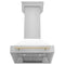 Autograph Edition 30 In. Stainless Steel Range Hood With White Matte Shell And Polished Gold Handle