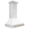 Autograph Edition 36 In. Stainless Steel Range Hood With White Matte Shell And Champagne Bronze Handle