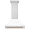 Autograph Edition 36 In. Stainless Steel Range Hood With White Matte Shell And Champagne Bronze Handle