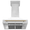 Autograph Edition 36 In. Stainless Steel Range Hood With White Matte Shell And Champagne Bronze Handle