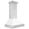Autograph Edition 36 In. Stainless Steel Range Hood With White Matte Shell And Polished Gold Handle