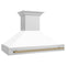 Autograph Edition 48 In. Stainless Steel Range Hood With White Matte Shell And Champagne Bronze Handle