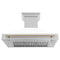 Autograph Edition 48 In. Stainless Steel Range Hood With White Matte Shell And Champagne Bronze Handle