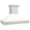 Autograph Edition 48 In. Stainless Steel Range Hood With White Matte Shell And Polished Gold Handle
