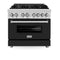 ZLINE 36 in. Professional Dual Fuel Range with Blue Gloss Door RABG36