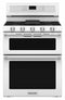 KITCHENAID KFGD500EWH 30-Inch 5 Burner Gas Double Oven Convection Range - White