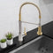 Autograph Edition Apollo Pull Down Spring Single Handle Kitchen Faucet In Brushed Nickel And Champagne Bronze
