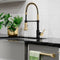 Autograph Edition Apollo Pull Down Spring Single Handle Kitchen Faucet In Matte Black And Champagne Bronze