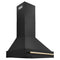 Autograph Edition 30 In. Black Stainless Steel Range Hood With Polished Gold Handle