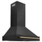 Autograph Edition 36 In. Black Stainless Steel Range Hood With Champagne Bronze Handle