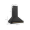 Autograph Edition 36 In. Black Stainless Steel Range Hood With Champagne Bronze Handle