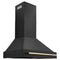 Autograph Edition 36 In. Black Stainless Steel Range Hood With Polished Gold Handle