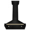 Autograph Edition 30 in. Black Stainless Steel Wall Mount Range Hood With Polished Gold Handle
